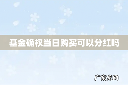 基金确权当日购买可以分红吗