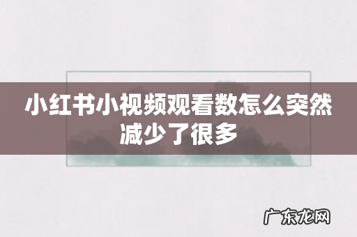 小红书小视频观看数怎么突然减少了很多