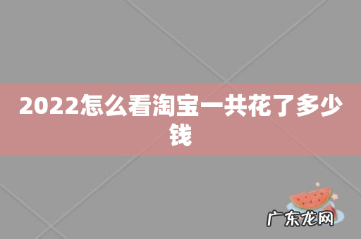 2022怎么看淘宝一共花了多少钱