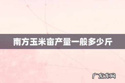 南方玉米亩产量一般多少斤