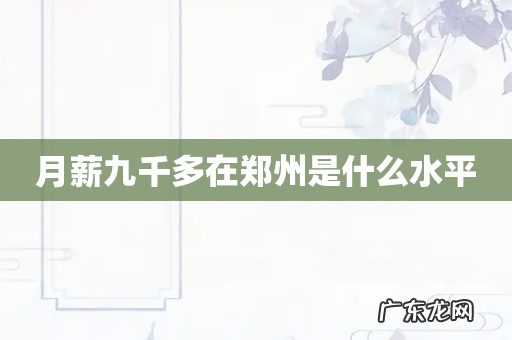 月薪九千多在郑州是什么水平