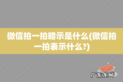微信拍一拍表示什么? 微信拍一拍暗示是什么