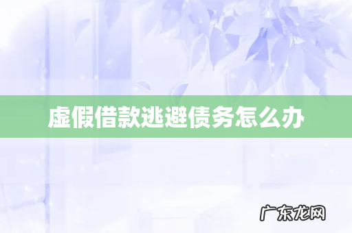 虚假借款逃避债务怎么办