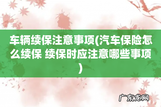 汽车保险怎么续保 续保时应注意哪些事项 车辆续保注意事项
