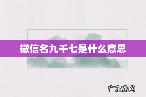 微信名九千七是什么意思
