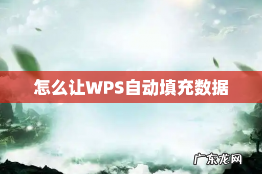 怎么让WPS自动填充数据
