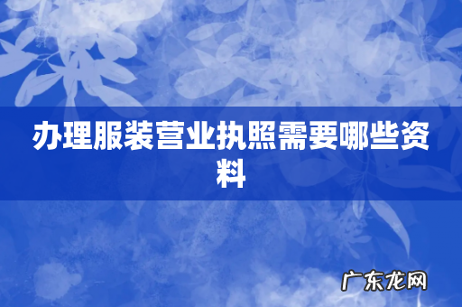 办理服装营业执照需要哪些资料