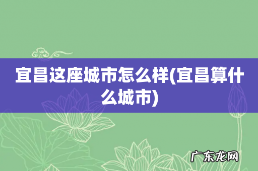宜昌算什么城市 宜昌这座城市怎么样
