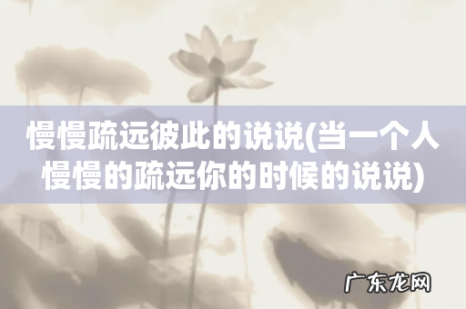 当一个人慢慢的疏远你的时候的说说 慢慢疏远彼此的说说