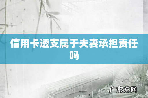 信用卡透支属于夫妻承担责任吗