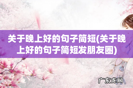 关于晚上好的句子简短发朋友圈 关于晚上好的句子简短