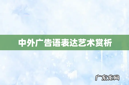 中外广告语表达艺术赏析