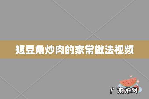 短豆角炒肉的家常做法视频