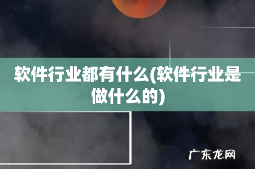 软件行业是做什么的 软件行业都有什么