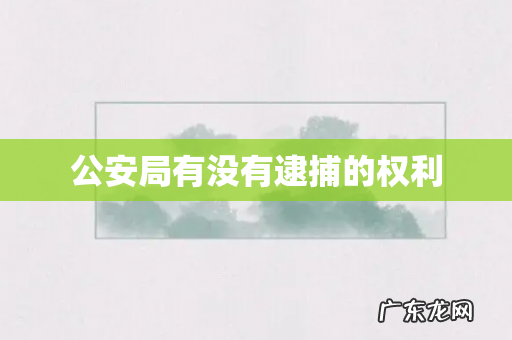 公安局有没有逮捕的权利