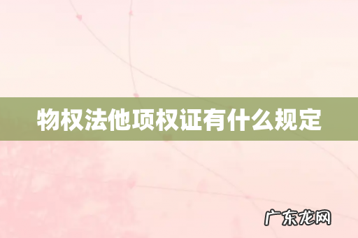 物权法他项权证有什么规定