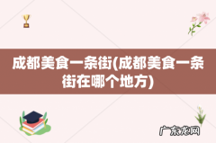 成都美食一条街在哪个地方 成都美食一条街