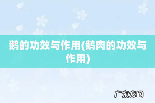 鹅肉的功效与作用 鹅的功效与作用