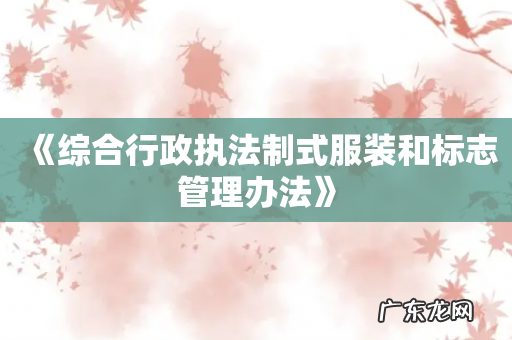 《综合行政执法制式服装和标志管理办法》