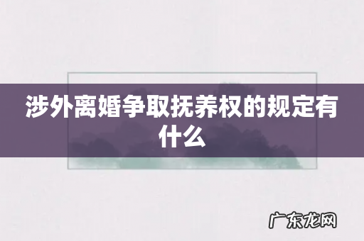 涉外离婚争取抚养权的规定有什么