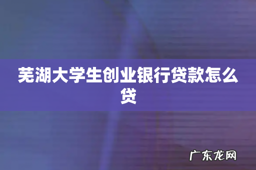 芜湖大学生创业银行贷款怎么贷