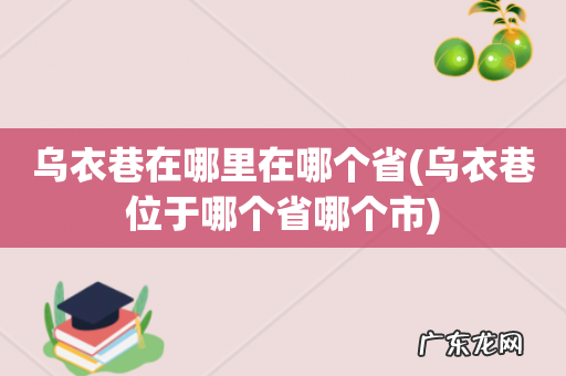 乌衣巷位于哪个省哪个市 乌衣巷在哪里在哪个省