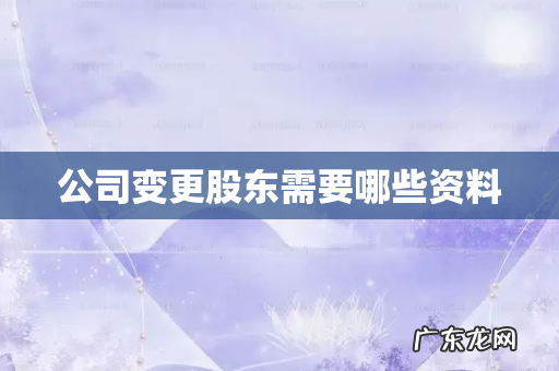 公司变更股东需要哪些资料