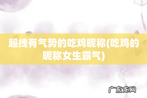 吃鸡的昵称女生霸气 超拽有气势的吃鸡昵称