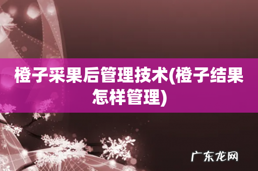 橙子结果怎样管理 橙子采果后管理技术