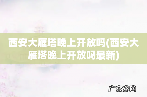 西安大雁塔晚上开放吗最新 西安大雁塔晚上开放吗