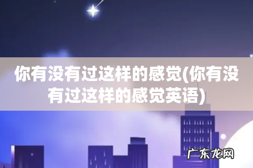 你有没有过这样的感觉英语 你有没有过这样的感觉