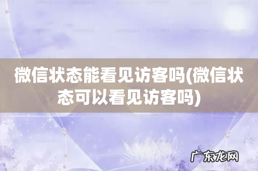 微信状态可以看见访客吗 微信状态能看见访客吗