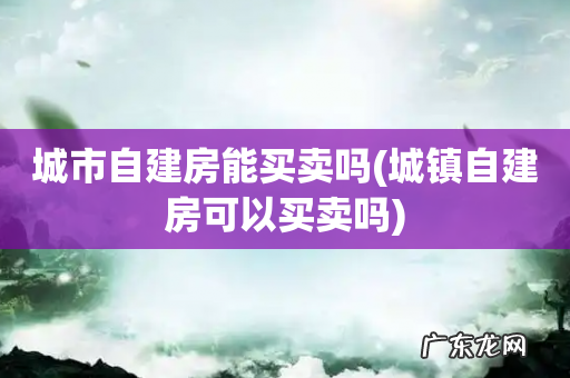 城镇自建房可以买卖吗 城市自建房能买卖吗