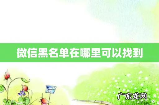 微信黑名单在哪里可以找到