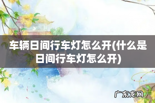 什么是日间行车灯怎么开 车辆日间行车灯怎么开