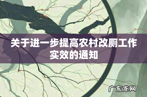 关于进一步提高农村改厕工作实效的通知