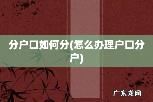 怎么办理户口分户 分户口如何分