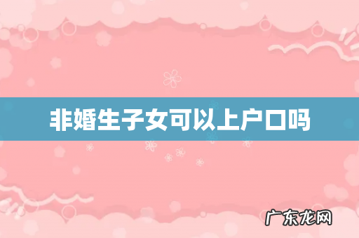 非婚生子女可以上户口吗