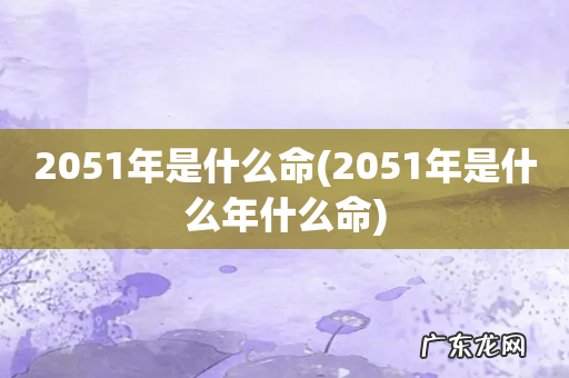2051年是什么年什么命 2051年是什么命