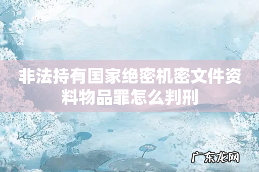 非法持有国家绝密机密文件资料物品罪怎么判刑