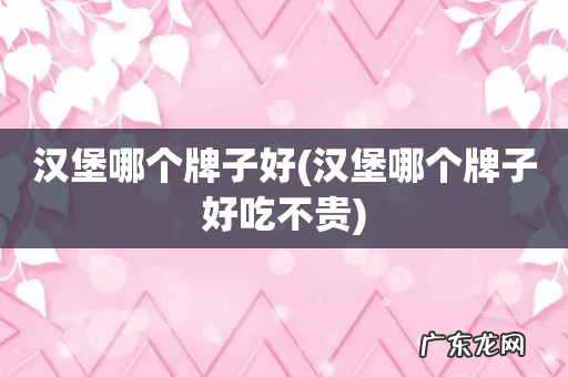 汉堡哪个牌子好吃不贵 汉堡哪个牌子好