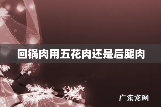回锅肉用五花肉还是后腿肉