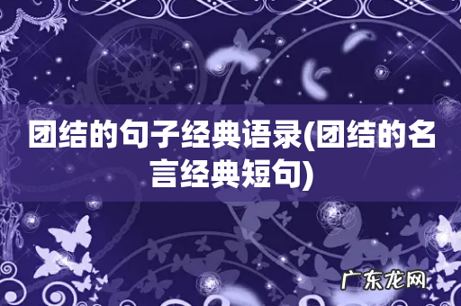 团结的名言经典短句 团结的句子经典语录