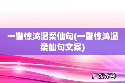 一瞥惊鸿温柔仙句文案 一瞥惊鸿温柔仙句