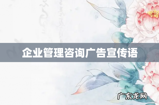企业管理咨询广告宣传语