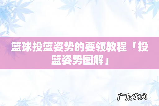 篮球投篮姿势的要领教程「投篮姿势图解」