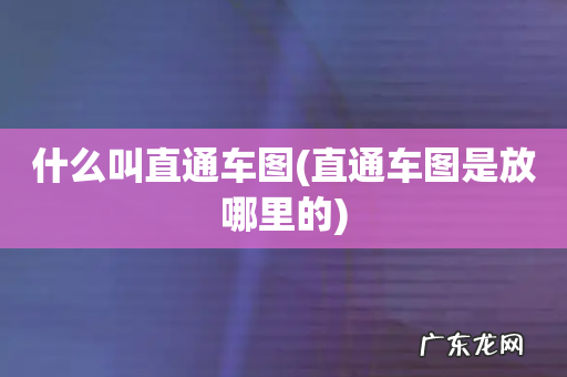 直通车图是放哪里的 什么叫直通车图
