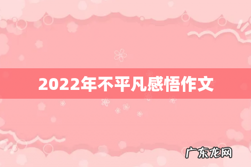 2022年不平凡感悟作文