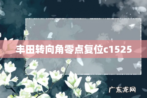 丰田转向角零点复位c1525