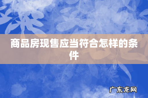 商品房现售应当符合怎样的条件